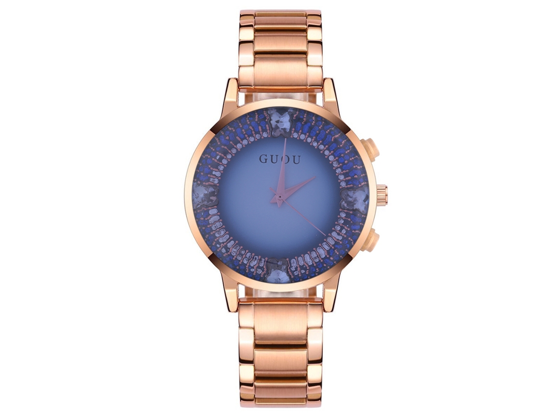 Relógio de Pulso Feminino Analógico Quartzo com Correia de Liga Face Azul 44mm