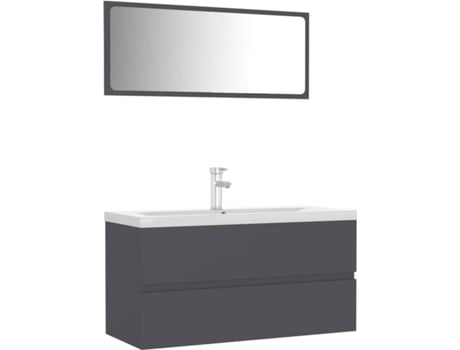Conjunto de Móveis  3071695 (Cinzento - Aglomerado de Madeira - 90x38.5x45 cm)
