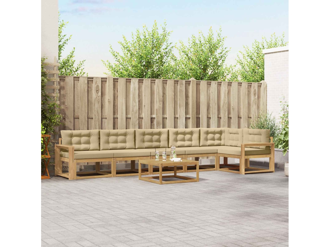 Vidaxl Conjunto De Sofás Para Exterior 7 Pcs Branco E Bege