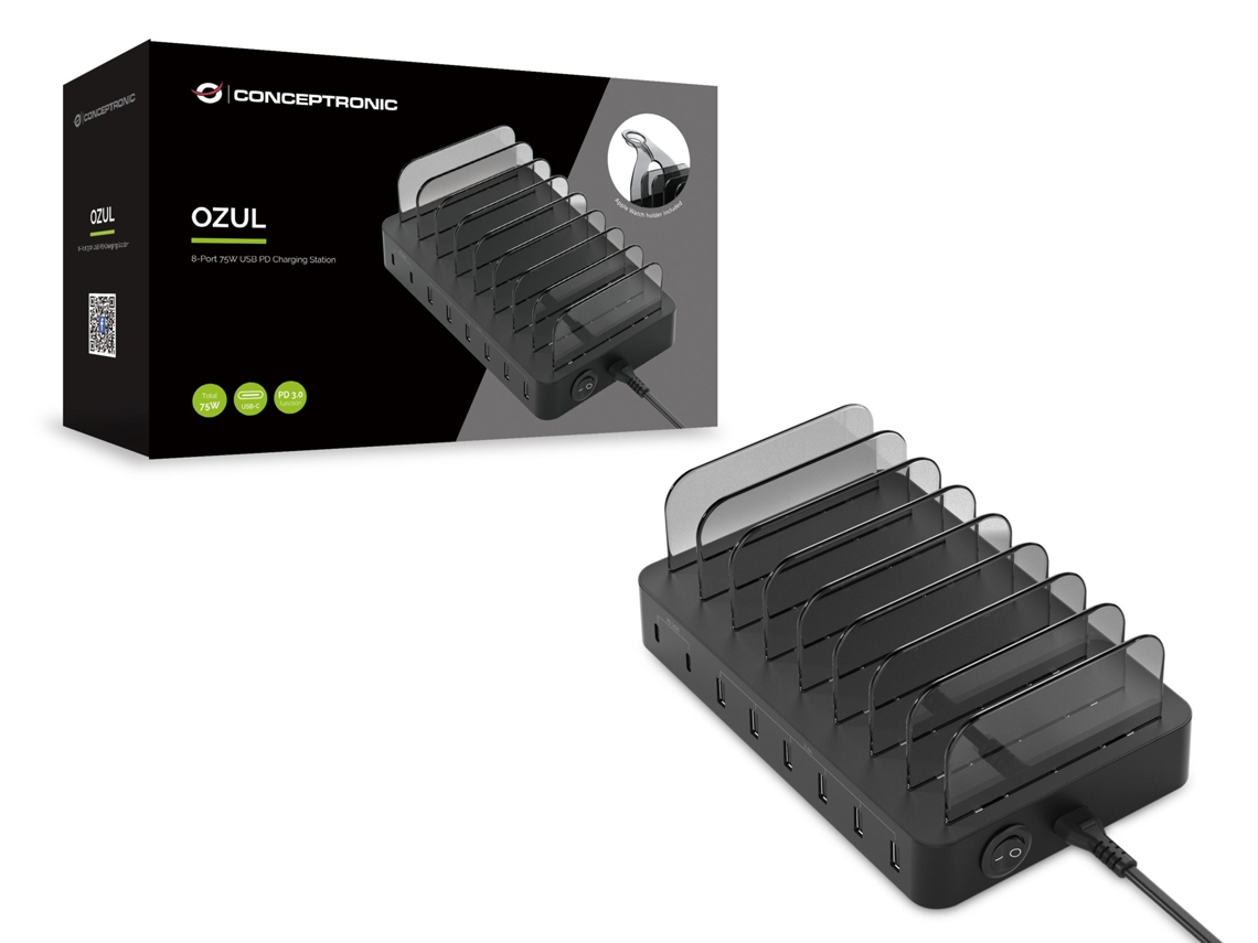 Conceptronic Ozul02B Carregador de Dispositivos Móveis Preto Interior