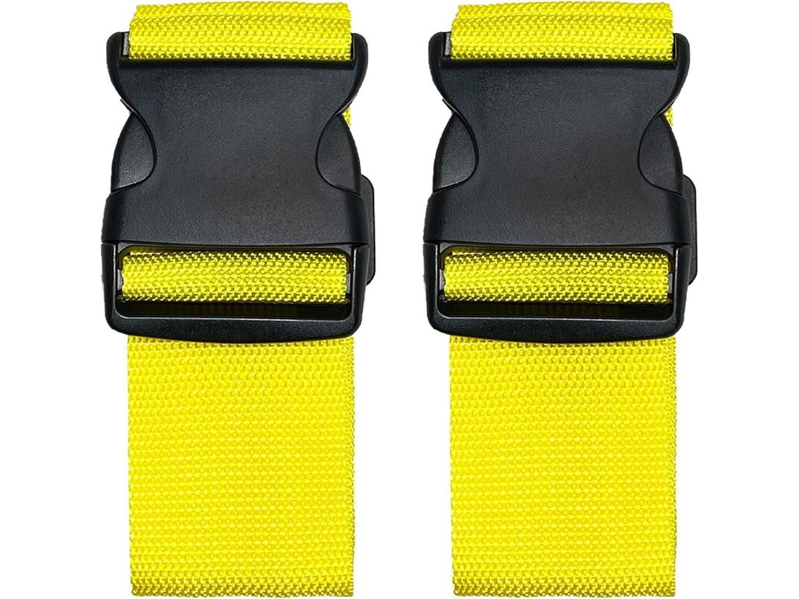 Conjunto De 2 Cintas Bagagem Ajustáveis​​ Com Fivela Liberação Rápida, Cores Vibrantes, Amarelo