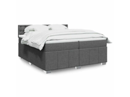 Vidaxl Cama Com Molas/colchão 200x200 Cm Tecido Cinzento-escuro