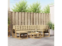 Vidaxl Conjunto De Sofás Para Exterior 7 Pcs Branco E Bege
