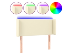 Cabeceira de Cama com Led 103x16x78/88 Cm Couro Artificial Crème MAISON EXCLUSIVE