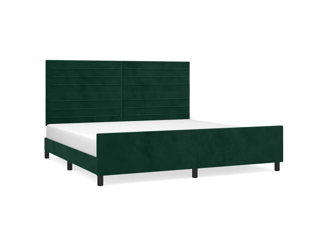 Conjunto 1 Estrutura De Cama Com Cabeceira Vidaxl Verde Veludo (203 X 206 X 128 Cm)