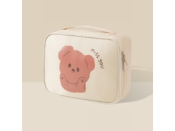 Bolsa De Armazenamento De Cosméticos Portátil Branco Leite Adorável Com Padrão De Desenho Animado