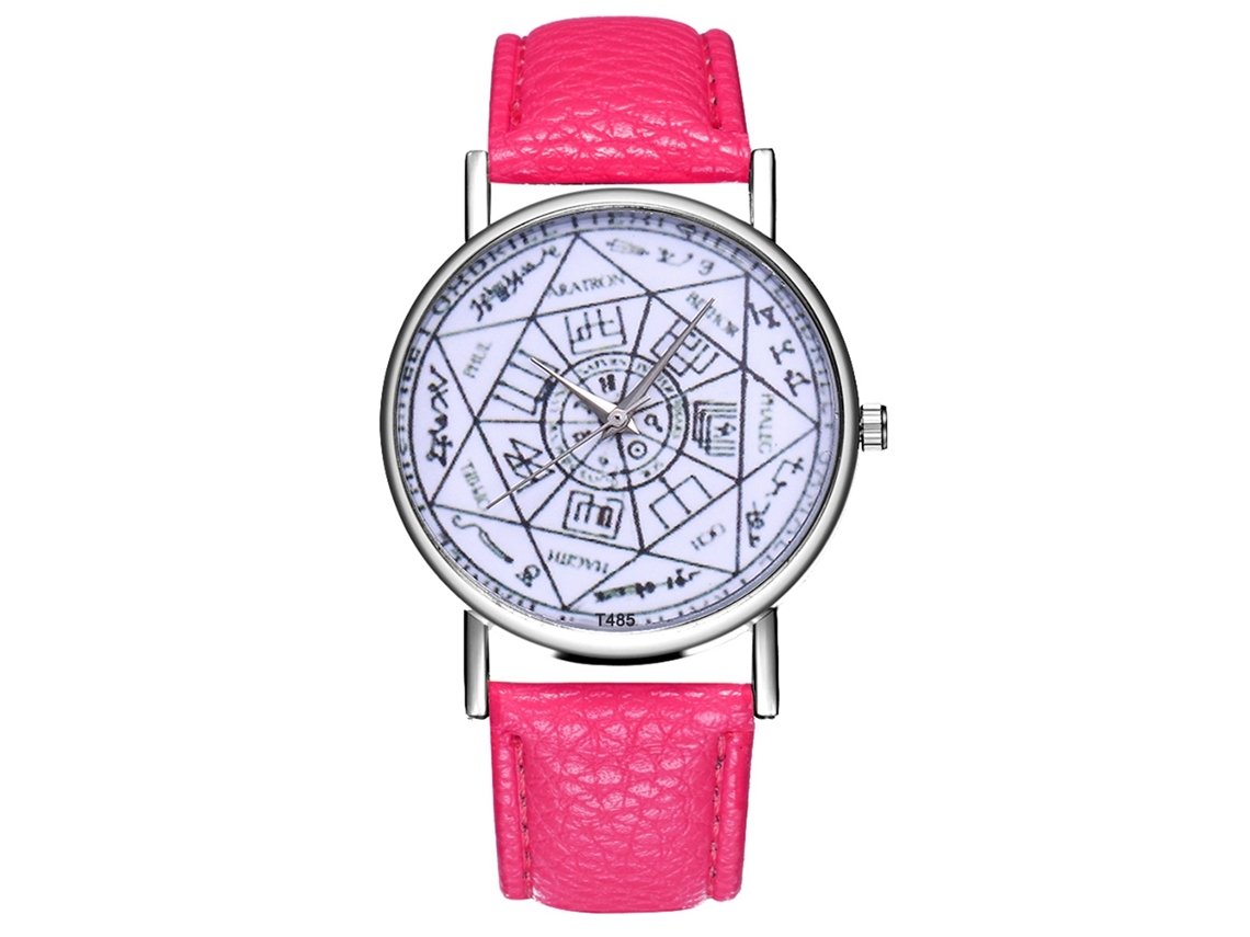 Relógio de Pulso de Quartzo para Casais com Pulseira de Couro Rosa Vermelho Moda
