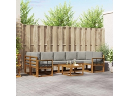 Vidaxl Conjunto De Sofás Para Exterior 8 Pcs Cinza Natural E Claro