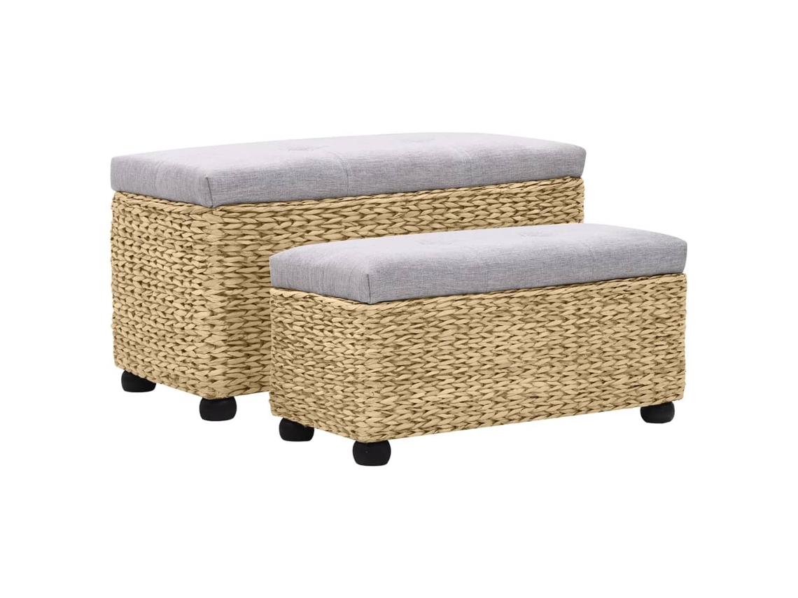 Conjunto De Bancos 2 Pcs Erva Marinha Cinzento Lovely Home
