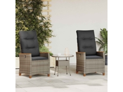 Vidaxl Cadeira De Jardim Reclinável Cinza E Cinza Escuro Vime Pe