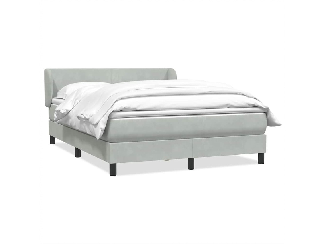 Vidaxl Cama Com Molas/colchão 160x210 Cm Veludo Cinzento-claro