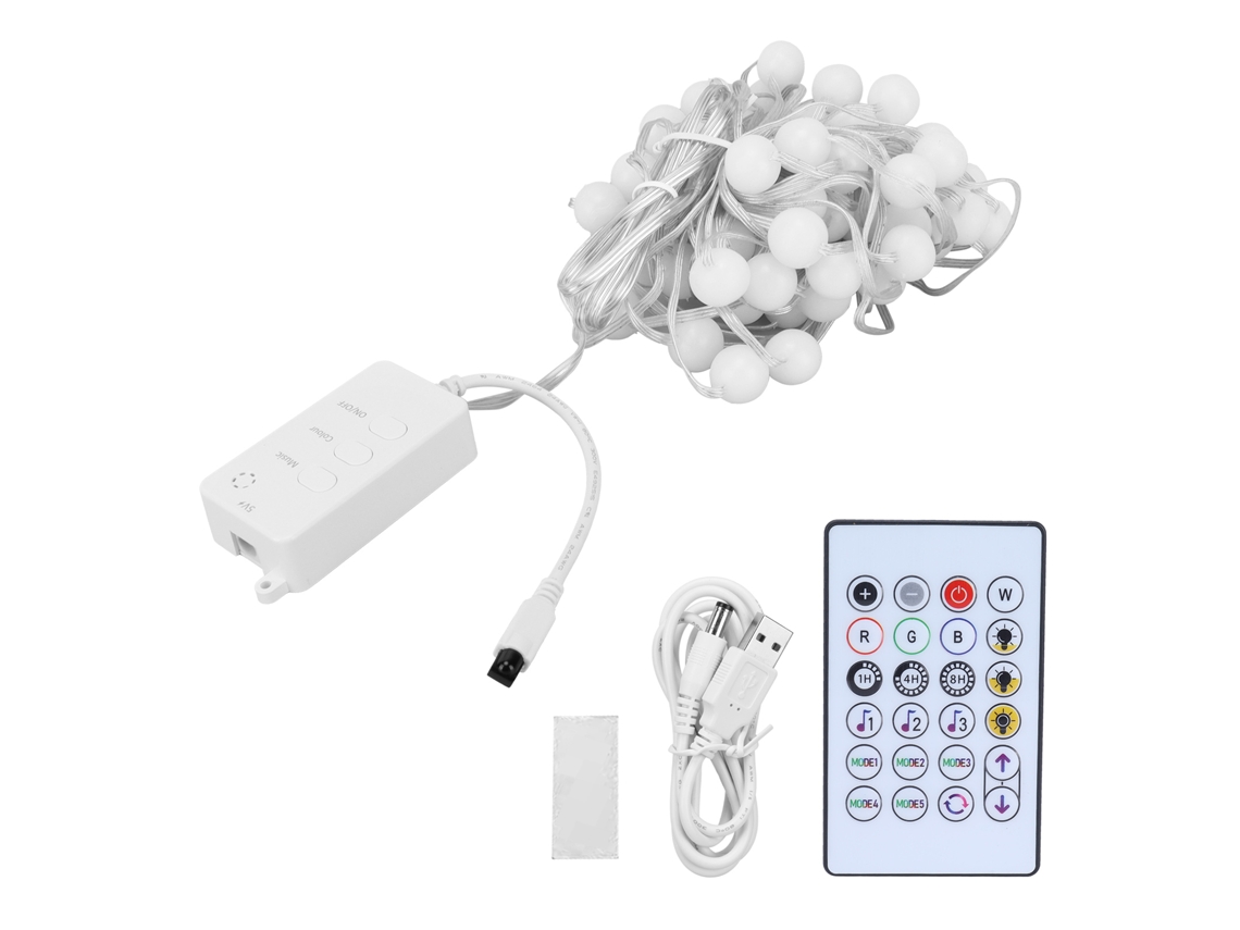 Corda de Luz RGB IP65 10m Wi-Fi Controlável com Controle Remoto para Decoração Festa