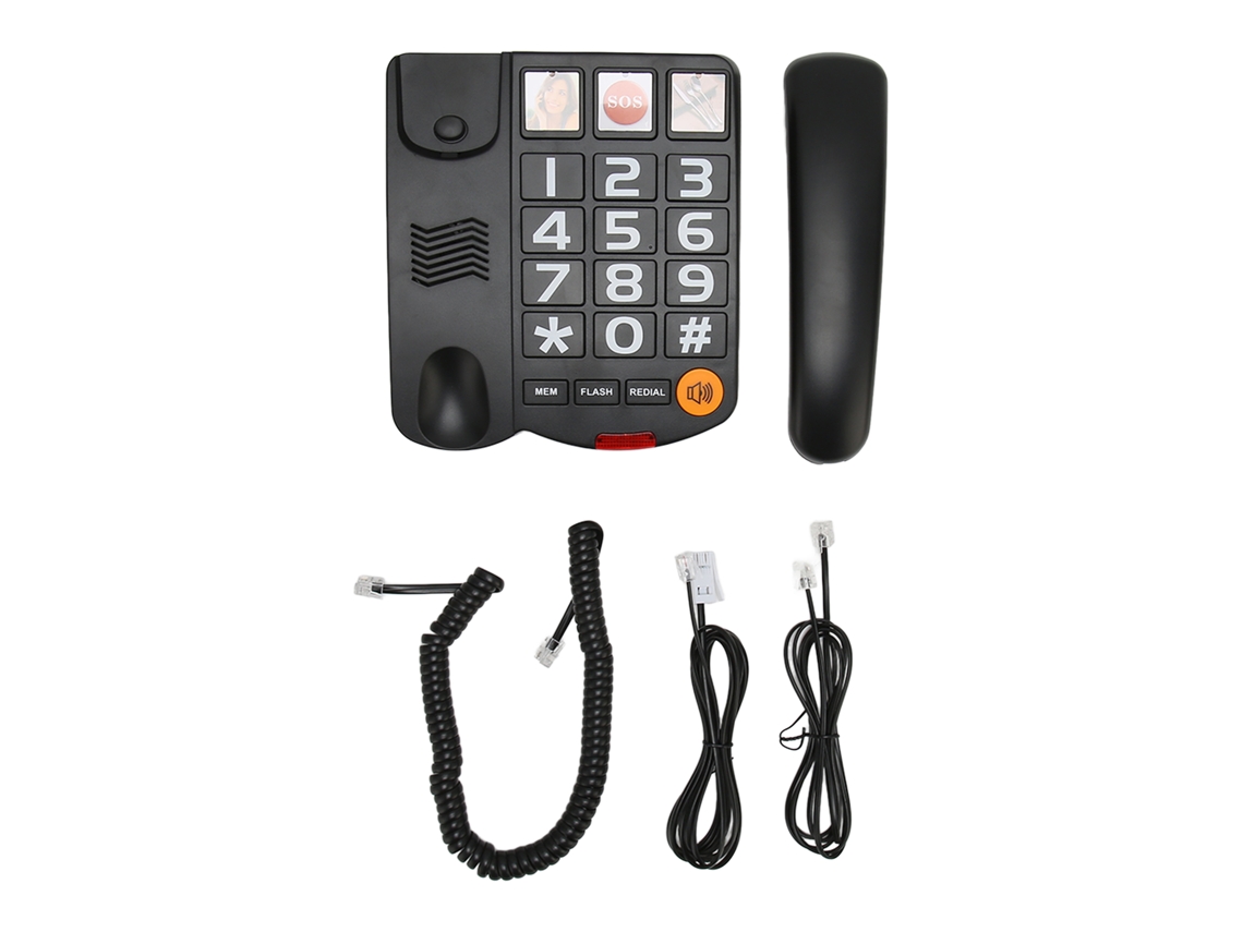 Aetheria telefone Fixo com Botões Grandes Discagem de um Toque para Idosos com Alto Volume Preto