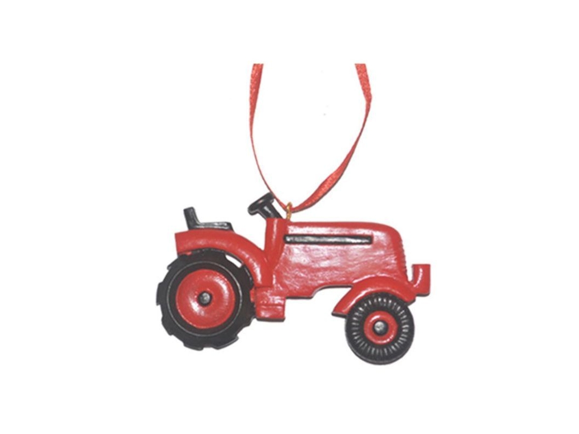 Adorno Colgante De Árbol De Navidad Tractor De Resina Pintado A Mano
