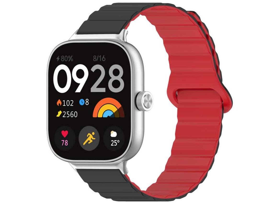 Bracelete para Redmi Watch 6 / 5 / 4 XIAOMOYU em silicone brilhante preto e vermelho