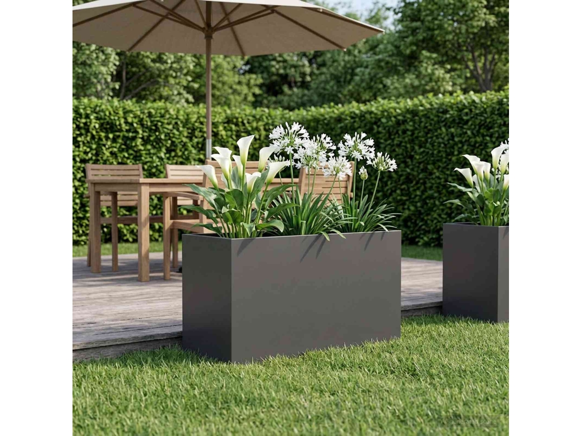 Vidaxl Vaso De Jardim Preto 100 X 50 X 50 Cm Aço Laminado A Frio