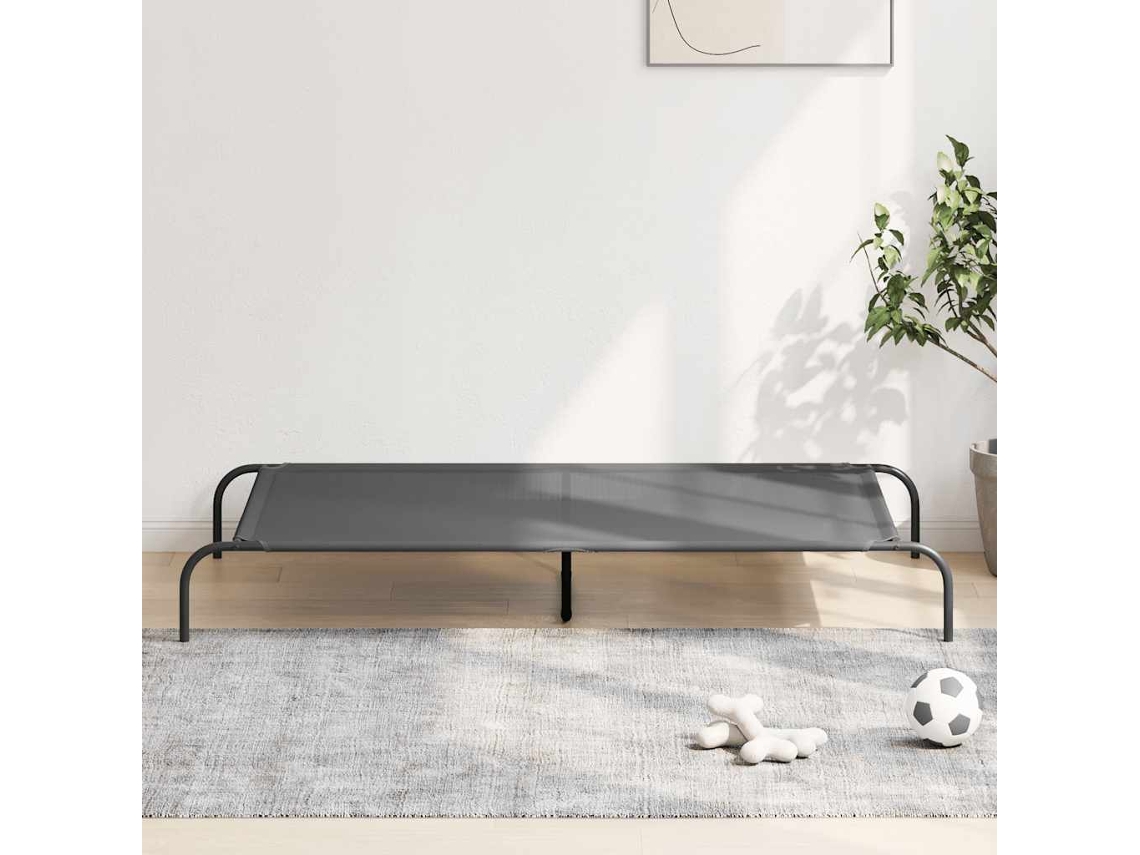 Vidaxl Cama Elevada 150x90x20 Cm Textilene E Aço Cinzento