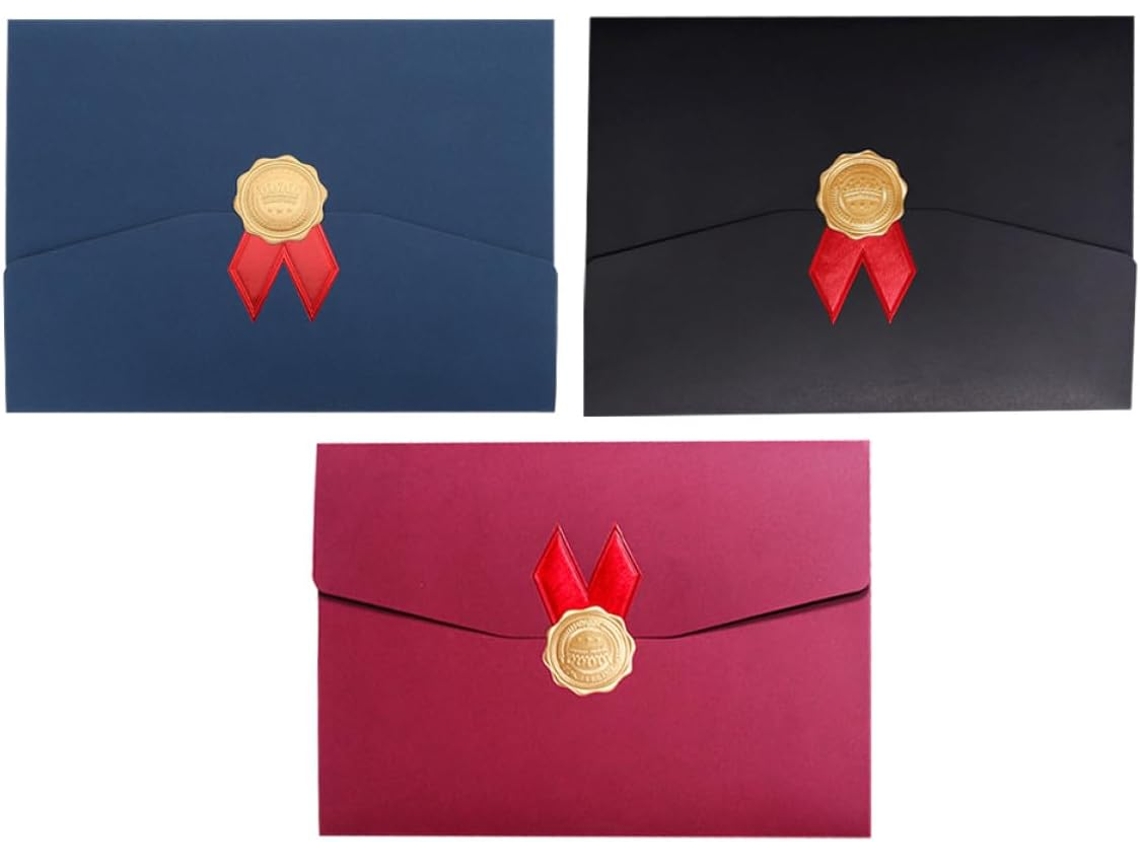 Hemobllo 3 Peças De Capa De Diploma Azul Em Caixa Flexível Elegante E Única Para Présentação E Proteção De
