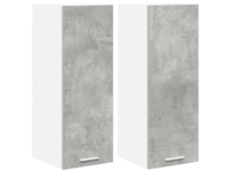Conjunto de Armários Suspensos Cinza Concreto e Branco (30x31x80 cm)