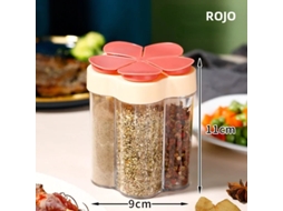 Conjunto de utensílios de cozinha, caixa para temperar, potes de plástico para condimentos, ideal para camping e atividades ao ar livre. MDUG (vermelho)