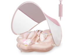 Boia de piscina para bebês com proteção solar, rosa AQUAFORGE