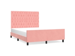 Bed Frame With Headboard, Bed Frames With Headboards Vidaxl Cor-de-rosa Veludo (140 X 190 Cm)