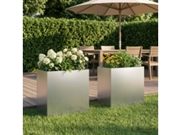 Vidaxl Vaso De Jardim 2 Unid. Prateado 50 X 30 X 40 Cm Aço Galvanizado