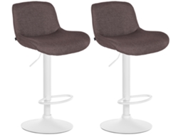 Conjunto De 2 Bancos De Bar Solon Branco Marrom Escuro/tecido Clp