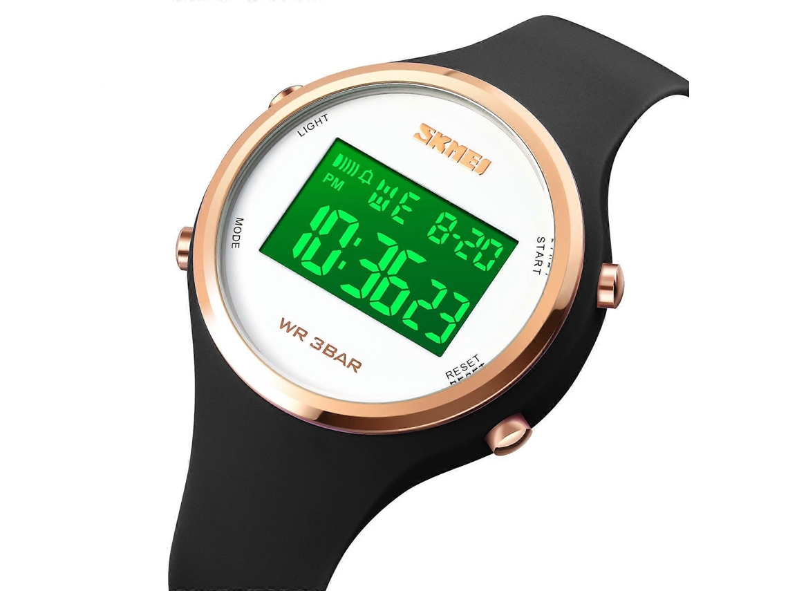 Relógio eletrônico digital LED Skmei 1720 com mostrador redondo e pulseira de silicone luminosa Hengrongshen
