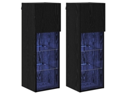 Conjunto de Armários de Tv Montados na Parede em Carvalho Preto MAISON EXCLUSIVE 2 pcs