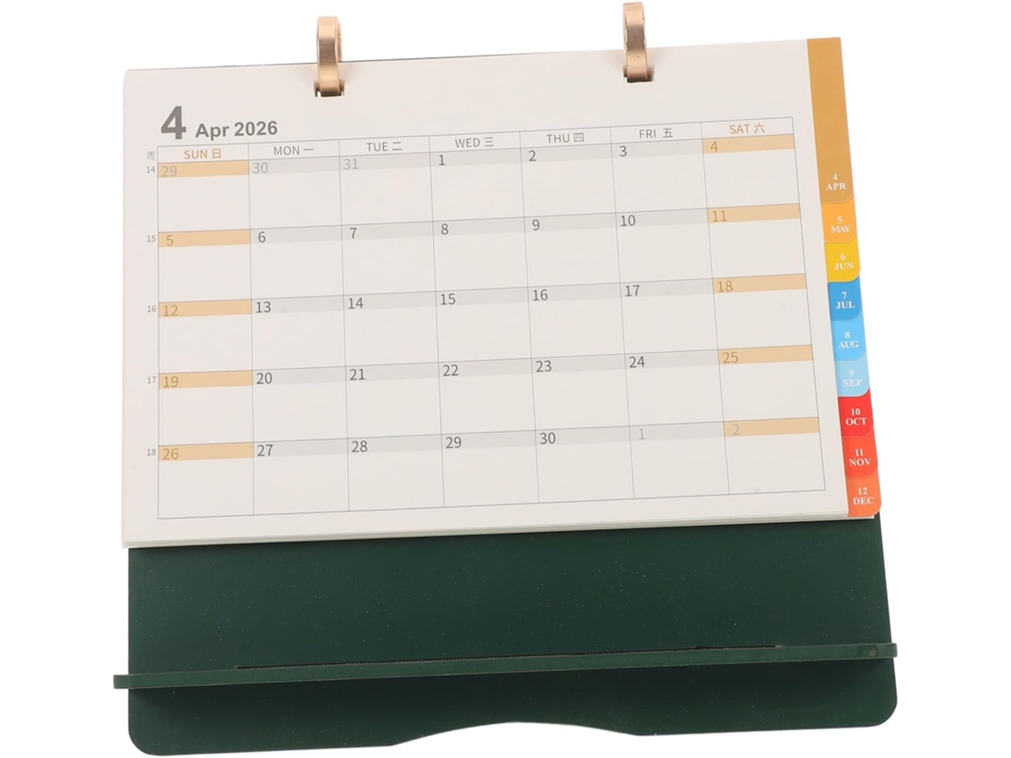 Calendário De Mesa Multifuncional De Madeira, Planejador Colorido Com Tampa Articulada, De Compacto Para