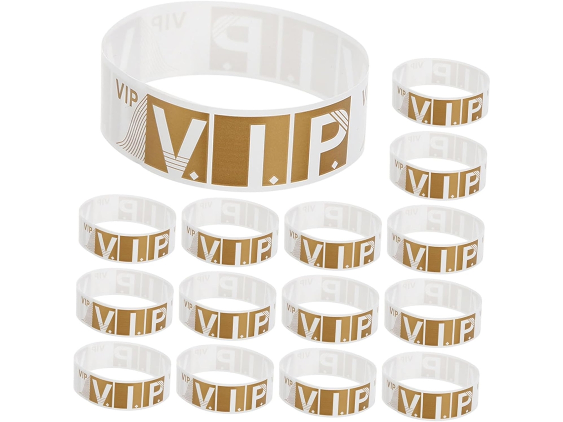Pulseiras Unomor Vip para Festas e Shows, Pulseiras de Papel Sintético em Prova d'Água, Tamanho Único, Ajustáveis, Embalagem