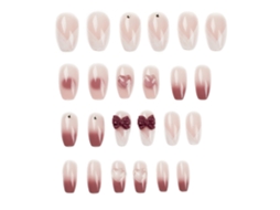 Tips Para Unhas Em Estilo Francês Com Laço Tridimensional Modelo Hy232 Kit De Ferramentas Com Gel Rosa*