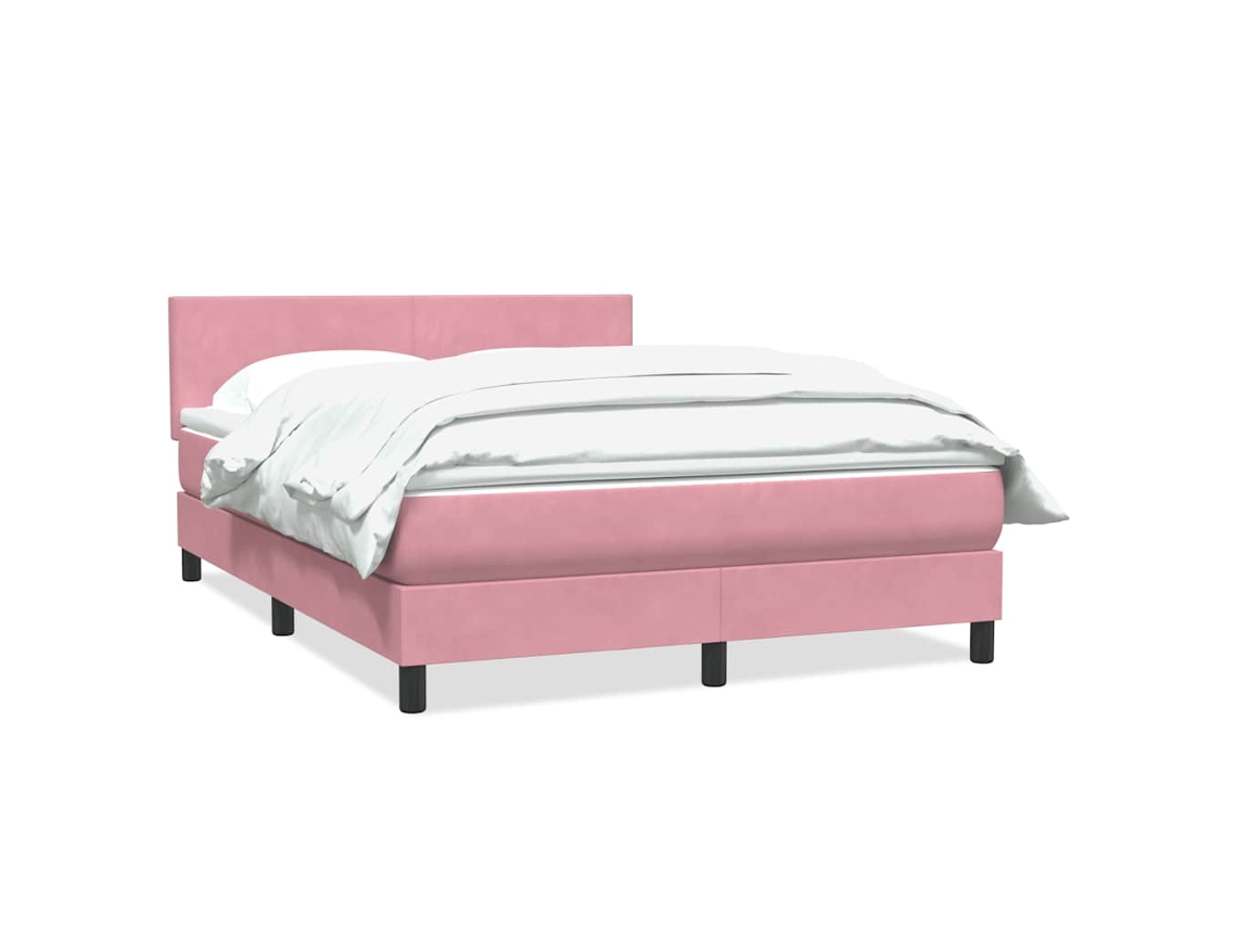 Cama Box Spring com Colchão 160x210 Cm Veludo Rosa MAISON EXCLUSIVE