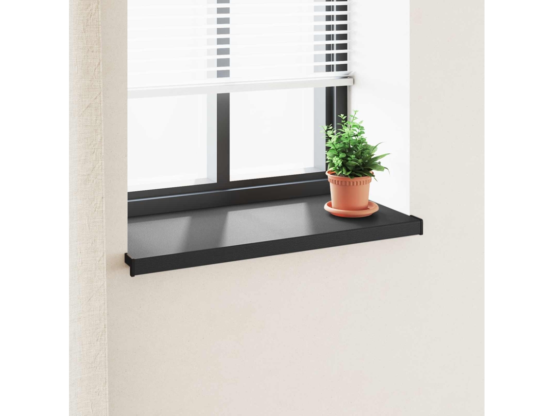 Vidaxl Soleira De Janela Preto Com Veios De Madeira 60 X 45 X 4,5 Cm