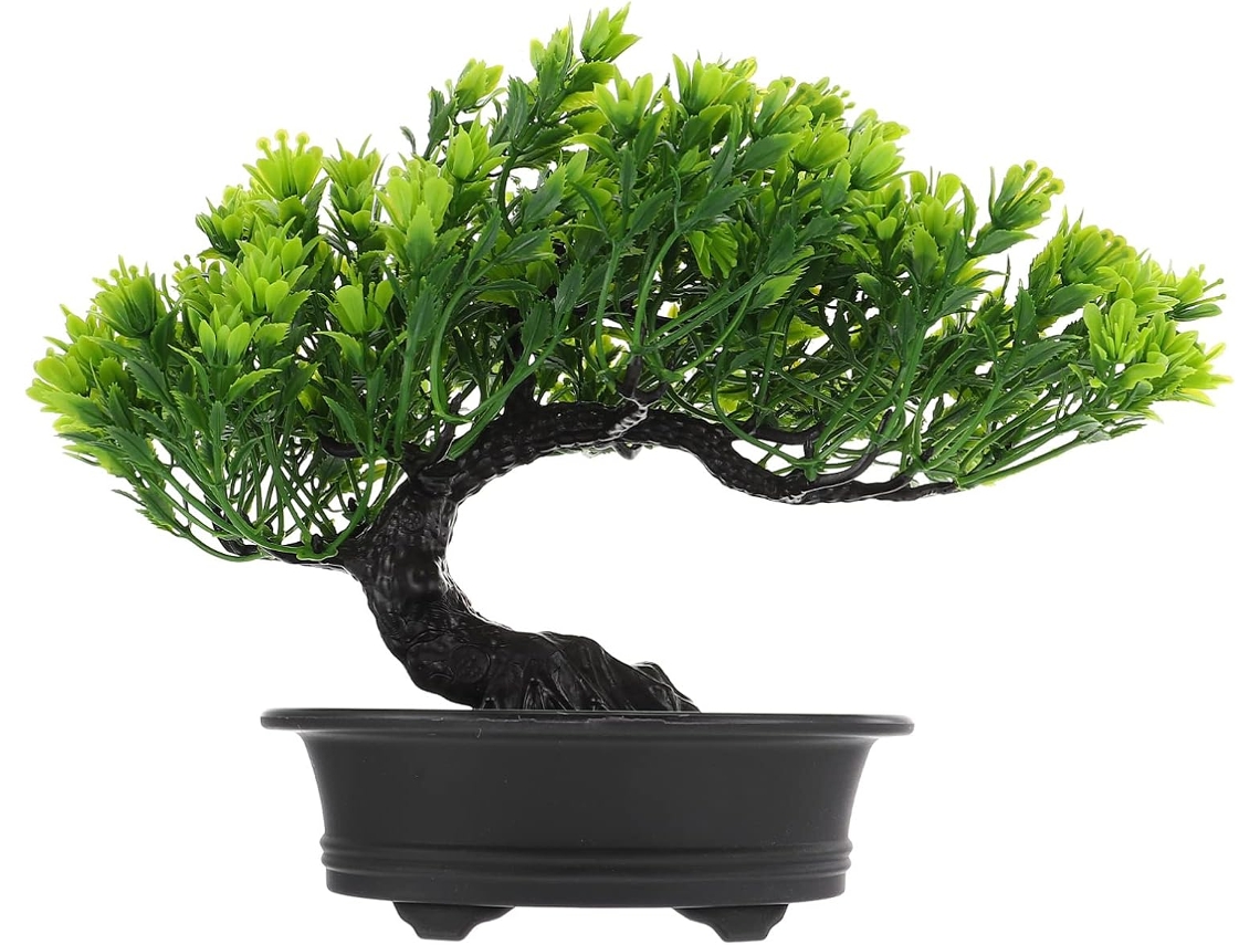 Árvore Artificial, Imitação De Bonsai Verde, Plástico Realista