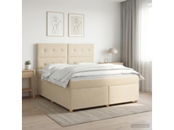 Vidaxl Cama Box Spring Com Colchão Creme 140 X 190 Cm Tecido