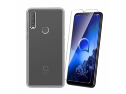 Alcatel 3x (2019) (4g) Capa Transparente Silicone Tpu Gel Capa Gtr Protetor De Tela De Vidro Temperado Movilearvayotoy