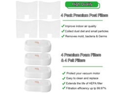 Filtros de reposição para Shark Hz500ukt, Hz500uk, Hz2000, Hz2002, Hz251, 4 pacotes de espuma e feltro lavável e reutilizável
