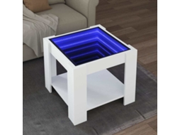 Vidaxl Mesa De Centro C/ Leds 53x53x45 Cm Derivados De Madeira Branco