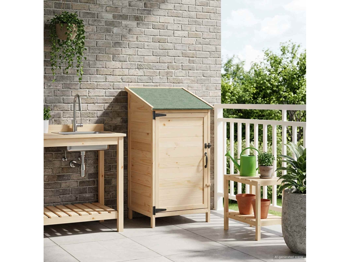 Vidaxl Galpão De Jardim Com Telhado Natural 59 X 56 X 113,5 Cm