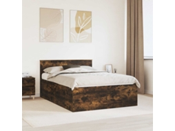 Vidaxl Estrutura Da Cama Com Cabeceira Carvalho Defumado 150 X 200 Cm