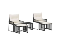 Maison Exclusive - Conjunto De Móveis Para Exterior 11 Pcs Preto E Branco Creme