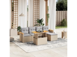 Vidaxl 6 Pcs Conjunto de Sofás P/ Jardim com Almofadões Vime Pe Bege