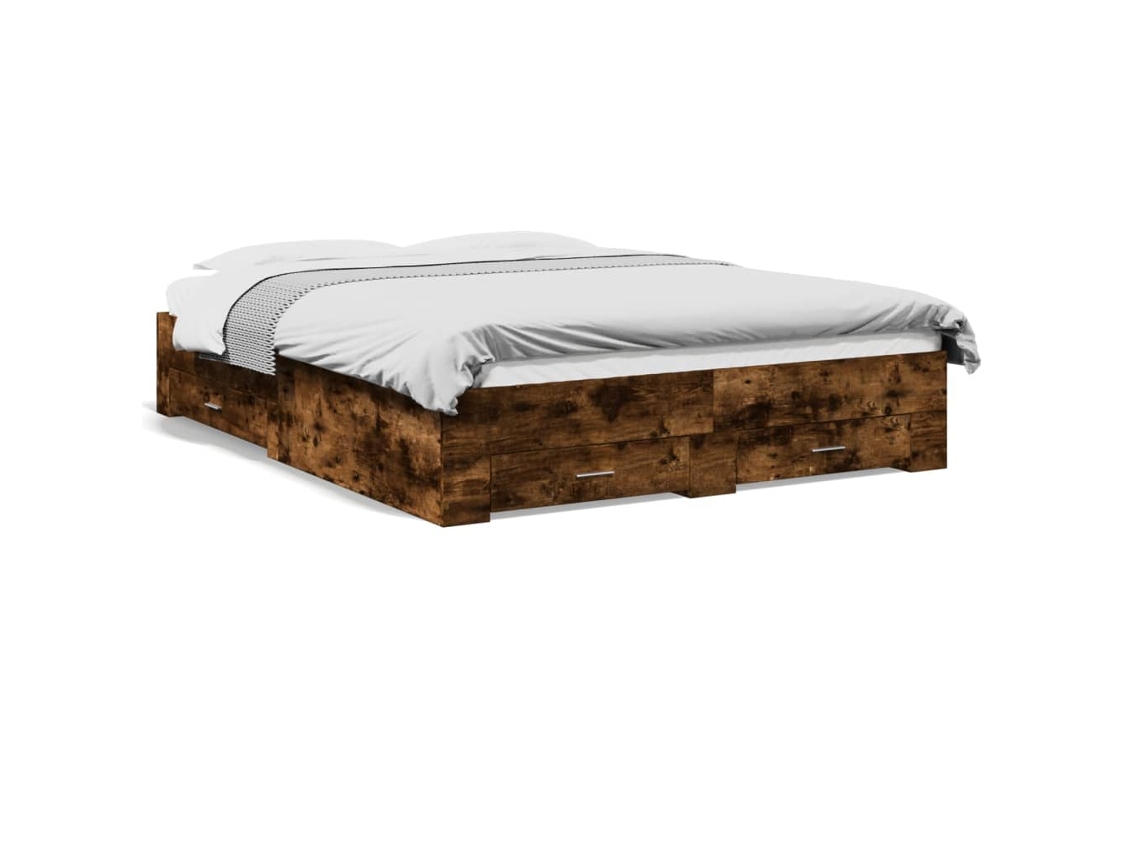Estrutura de Cama com Gavetas Derivados de Madeira Carvalho Fumado MAISON EXCLUSIVE