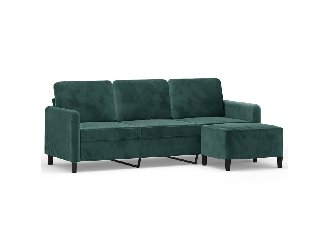 Maison Exclusive - Sofá De 3 Lugares Com Apoio De Pés 180 Cm Veludo Verde-escuro