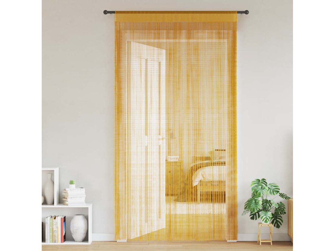 Vidaxl Cortinas De Fios 2 Pcs 100x250 Cm Dourado