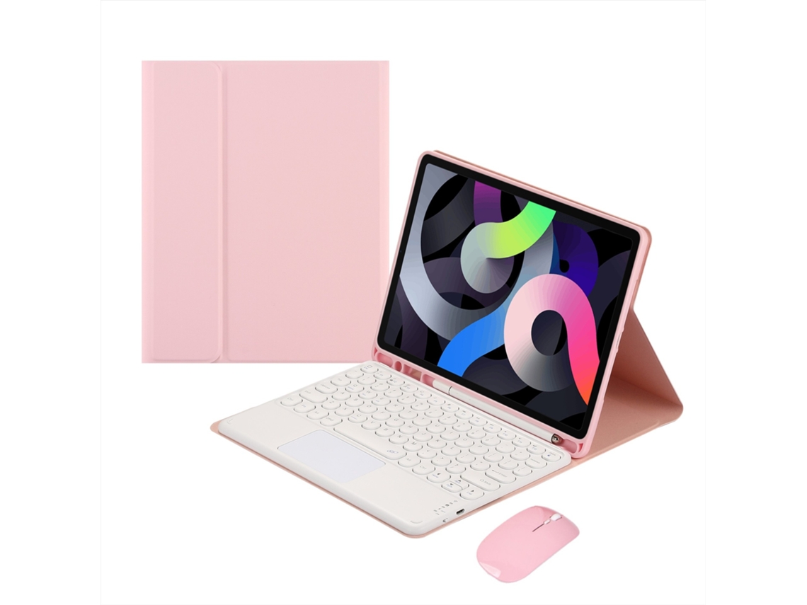 Lurelia Capa Com Teclado Bluetooth Para Ipad 10.9 2022, Rosa E Branco