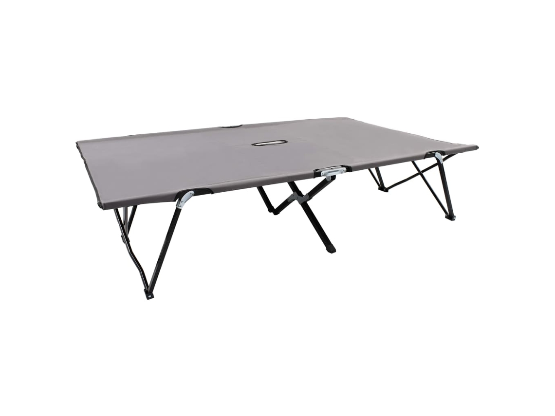 Vidaxl Espreguiçadeira/cama Dobrável Para 2 Pessoas Aço Cinzento
