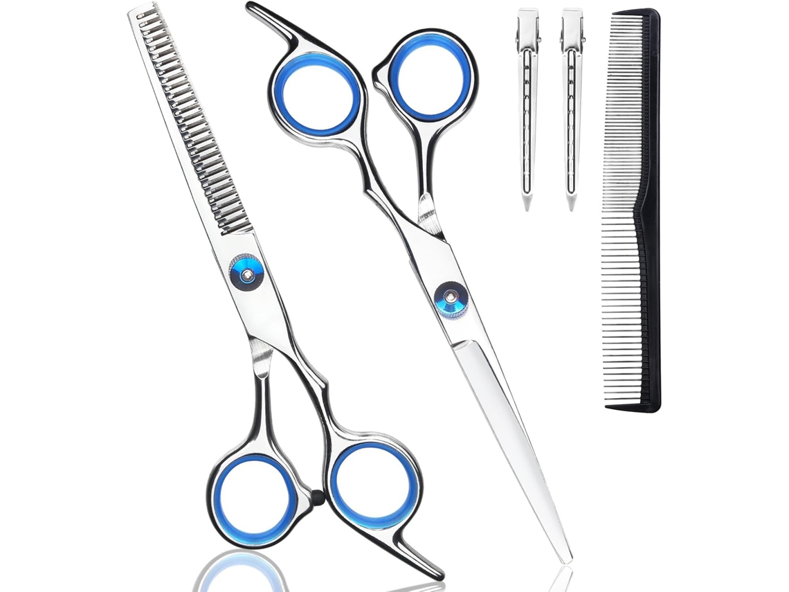 Kit De Tesoura De Corte Cabelo, 5pcs Ferramenta Profissional Para Corte De Cabelo (azul) Cuich